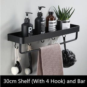 Étagère Murale en Aluminium Noir - Design Minimaliste et Rangement Pratique