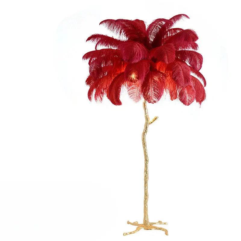 Lampe sur Pied en Plume d'Ostrich - Éclairage Ambiant et Élégant