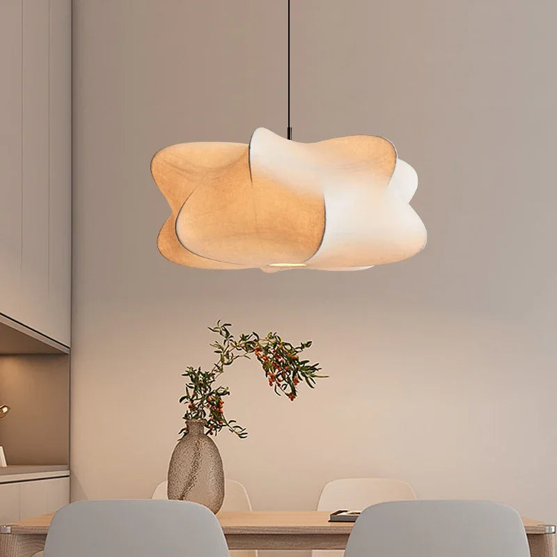 Lampe à Pendentif Japonaise - Design Wabi Sabi en Soie Élégante