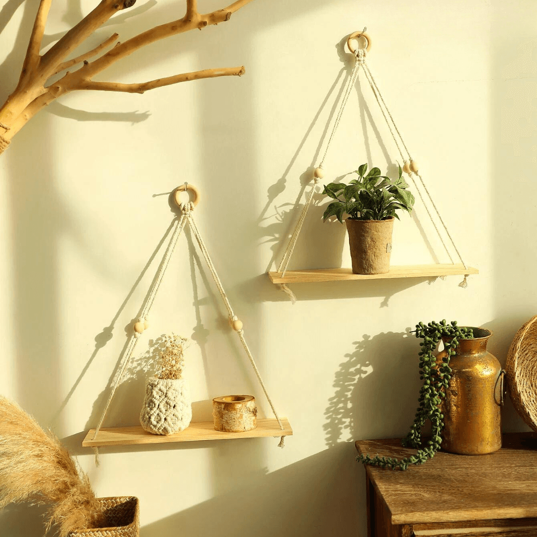 Étagère Murale en Macramé - Charme Rustique et Pratique pour Votre Intérieur