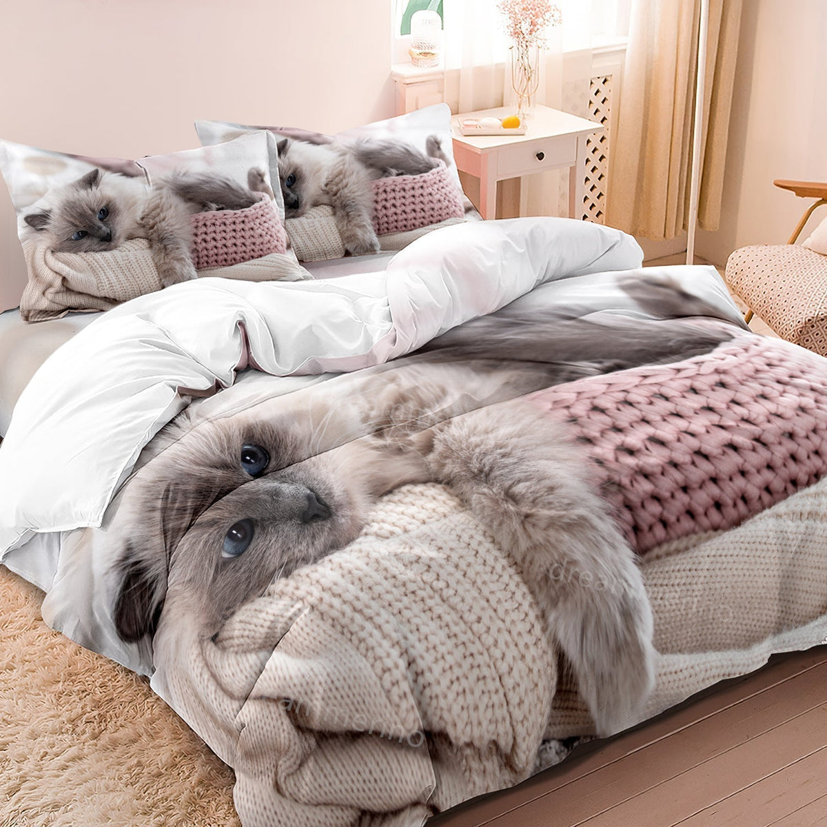 Linge de Lit Chat en Coton - Confort et Design Enchanteur pour Amoureux des Chats