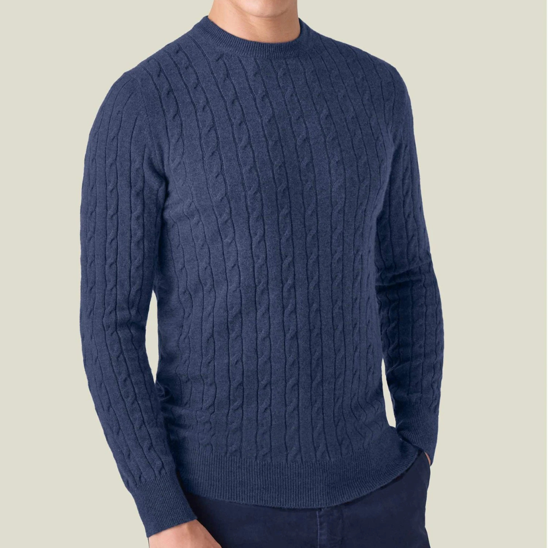 Pull en Maille Torsadée pour Hommes - Confort Douillet en Cachemire