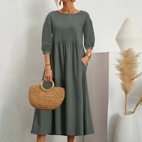 Robe Midi en A pour Femmes - Détails de Patchwork Élégants et Confortables