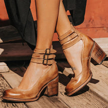 Pompes à Talons Épais Vintage - Élégance et Confort au Quotidien