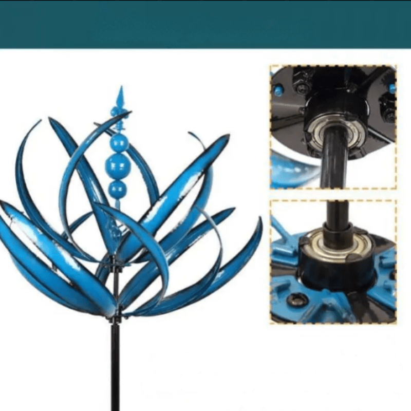 Sculpture d'art cinétique éolienne - Élégant Moulin à Vent en Métal