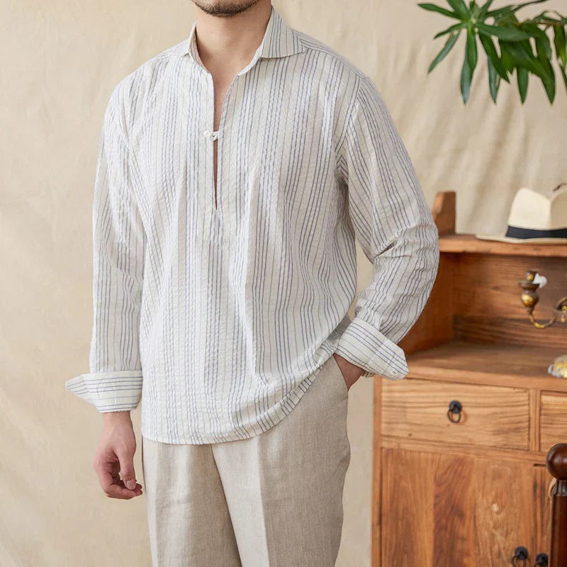 Chemise Habillée en Coton Rayé - Élégance Classique et Confort Optimal