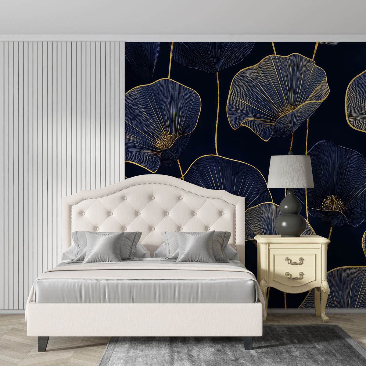 Art Deco Nocturnal Flowers Wallpaper