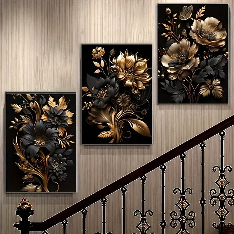Décor Mural Fleurs Dorées - Projet DIY Élégant et Luxueux