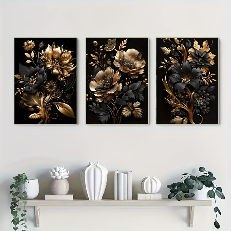 Décor Mural Fleurs Dorées - Projet DIY Élégant et Luxueux