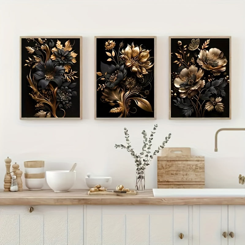 Décor Mural Fleurs Dorées - Projet DIY Élégant et Luxueux