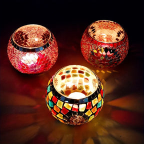 Porte-bougies en Mosaïque Colorés - Décoration Unique pour Ambiance Chaleureuse