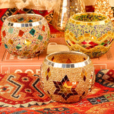 Porte-bougies en Mosaïque Colorés - Décoration Unique pour Ambiance Chaleureuse