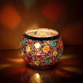 Porte-bougies en Mosaïque Colorés - Décoration Unique pour Ambiance Chaleureuse