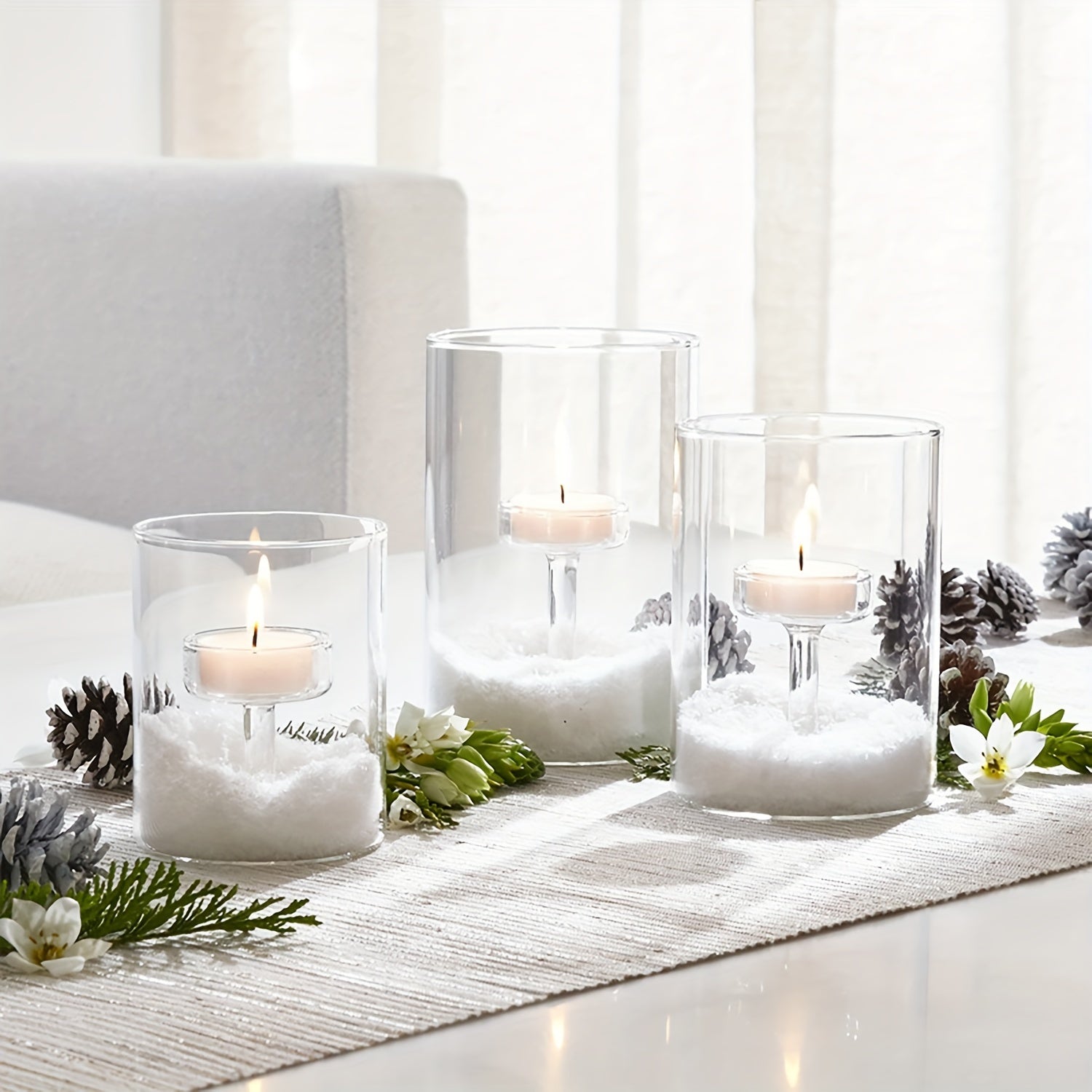 Bougeoirs en Verre Transparent - Ensemble Élégant pour Ambiance Chaleureuse