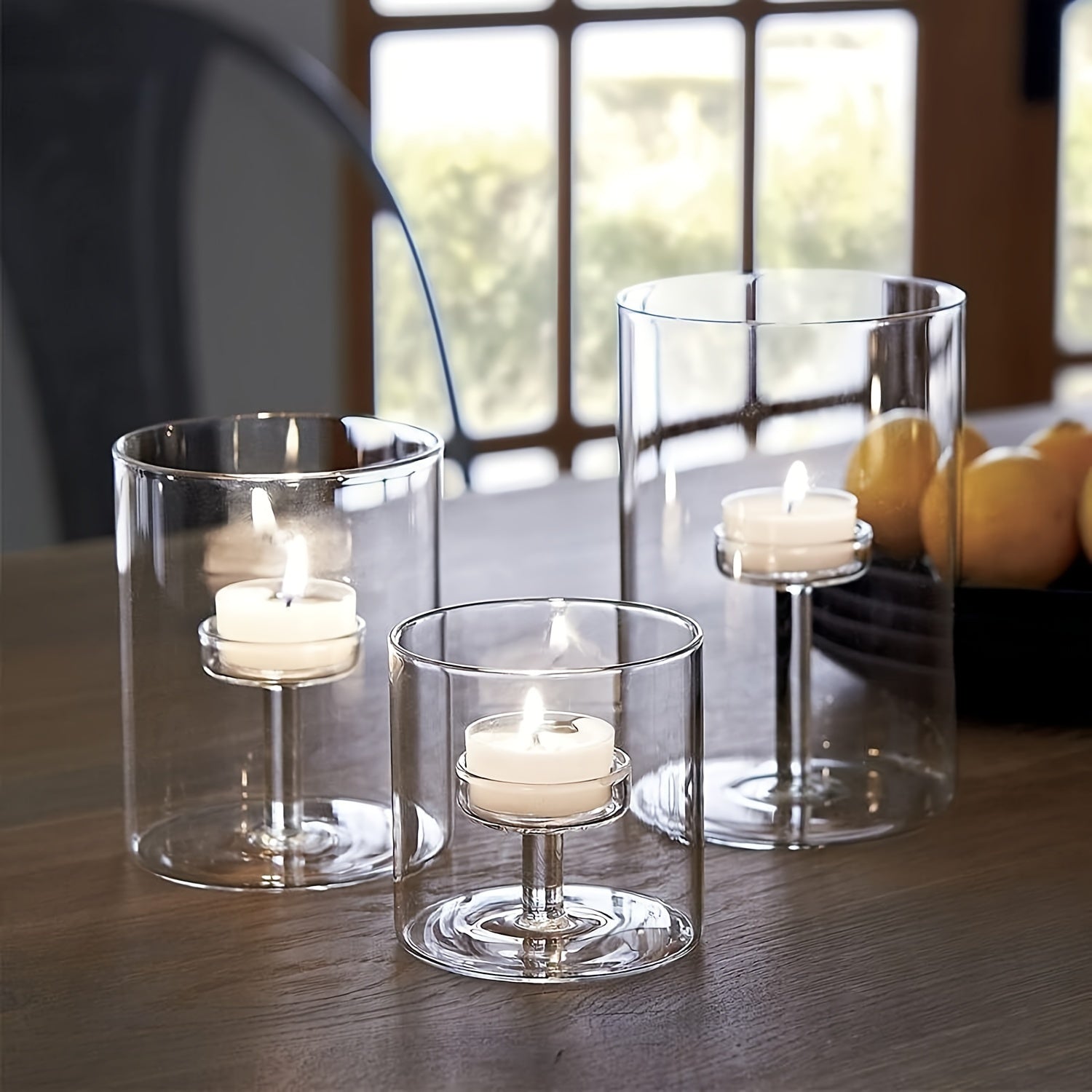 Bougeoirs en Verre Transparent - Ensemble Élégant pour Ambiance Chaleureuse