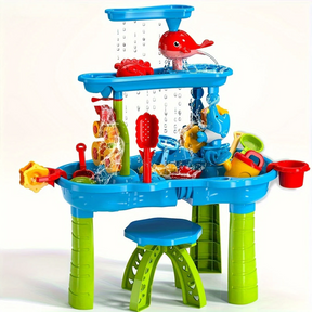 Table de Jeu Sable et Eau - Amusement Durable avec 15 Accessoires