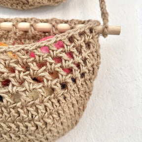 Panier Mural Tissé avec Crochets - Style Bohème et Rangement Pratique