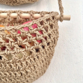 Panier Mural Tissé avec Crochets - Style Bohème et Rangement Pratique