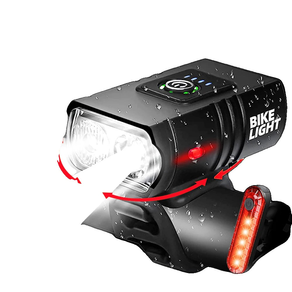 Lumières de Vélo Rechargeables USB - 1500 Lumens et 6 Modes de Sécurité