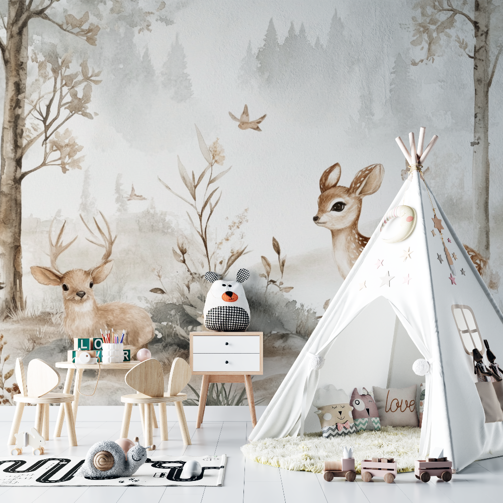 Papier Peint Biche Et Forêt