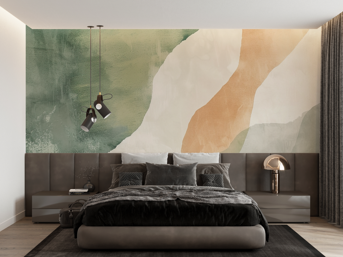 Green and Terracotta Wallpaper