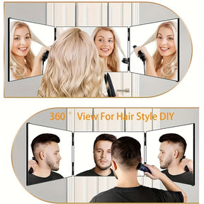 Miroir Rotatif à 3 Faces - Visibilité Complète pour Coiffage Parfait