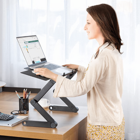 Support pour Ordinateur Portable Ergonomique - Rotation à 360° et Ajustabilité Optimale