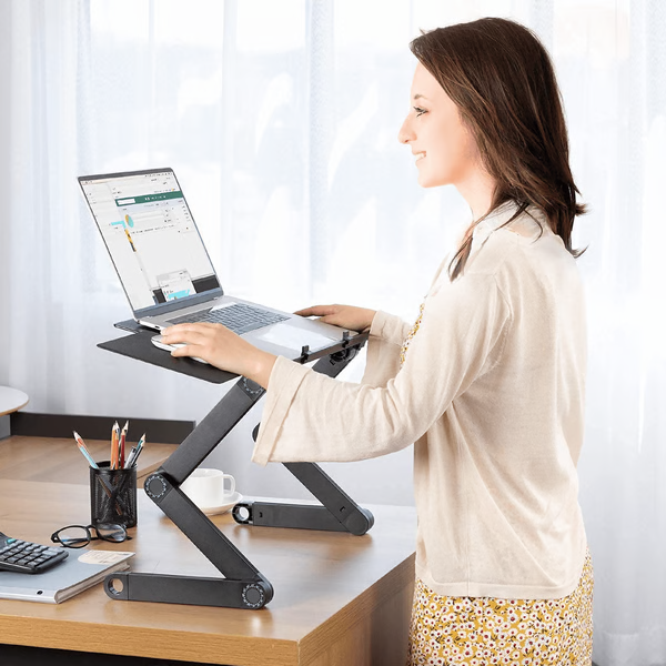 Support pour Ordinateur Portable Ergonomique - Rotation à 360° et Ajustabilité Optimale