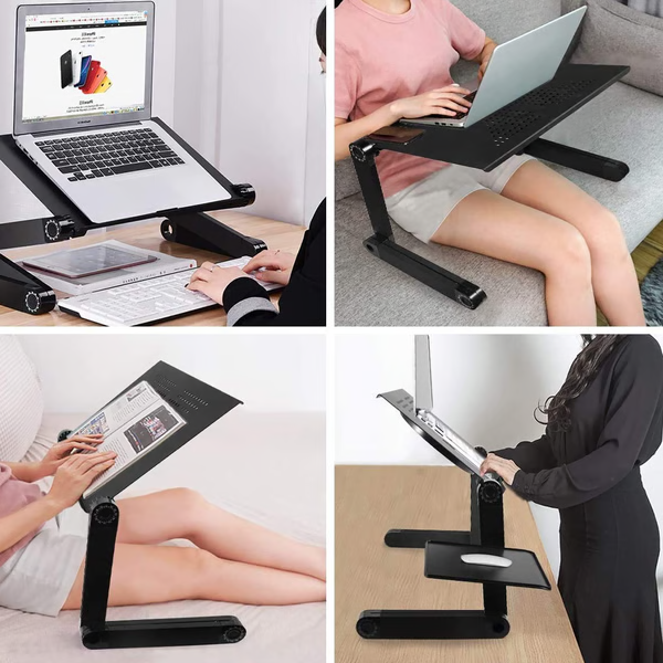 Support pour Ordinateur Portable Ergonomique - Rotation à 360° et Ajustabilité Optimale