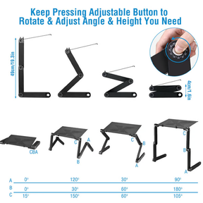Support pour Ordinateur Portable Ergonomique - Rotation à 360° et Ajustabilité Optimale