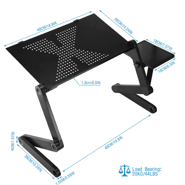 Support pour Ordinateur Portable Ergonomique - Rotation à 360° et Ajustabilité Optimale