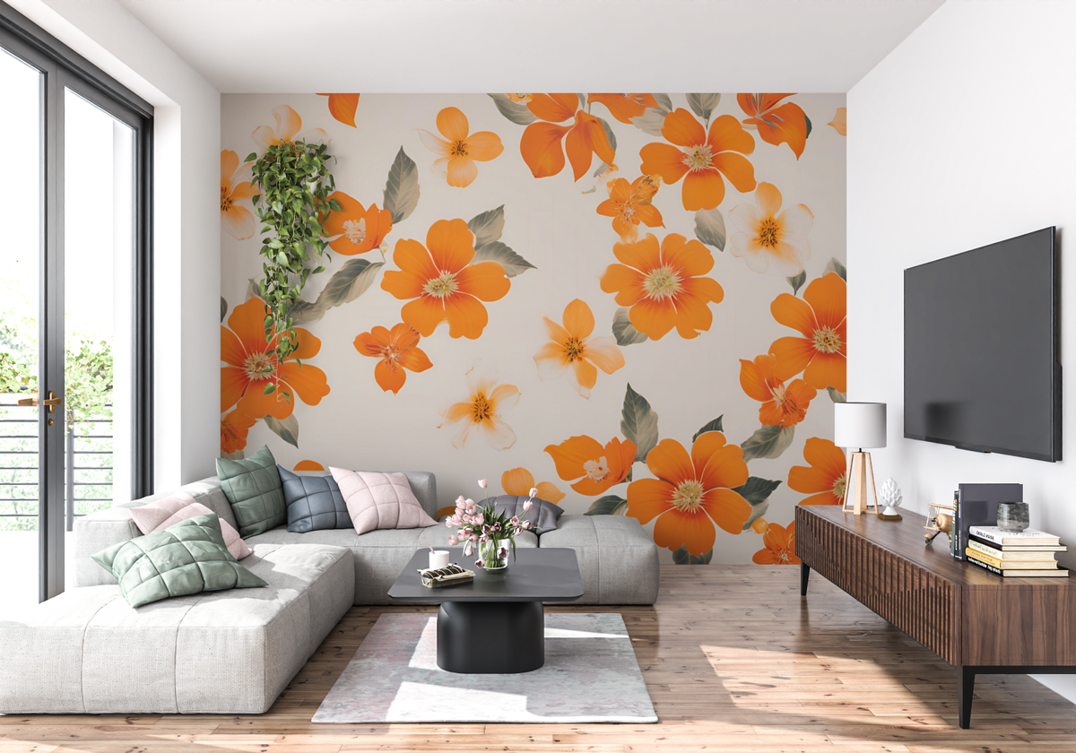 Papier Peint Fleur Orange