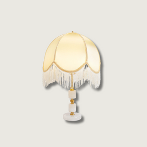 Lampe de Table Rustique en Marbre - Élégante avec Détail en Frange