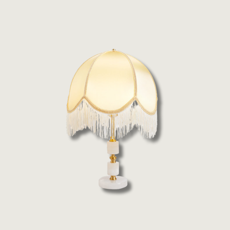 Lampe de Table Rustique en Marbre - Élégante avec Détail en Frange