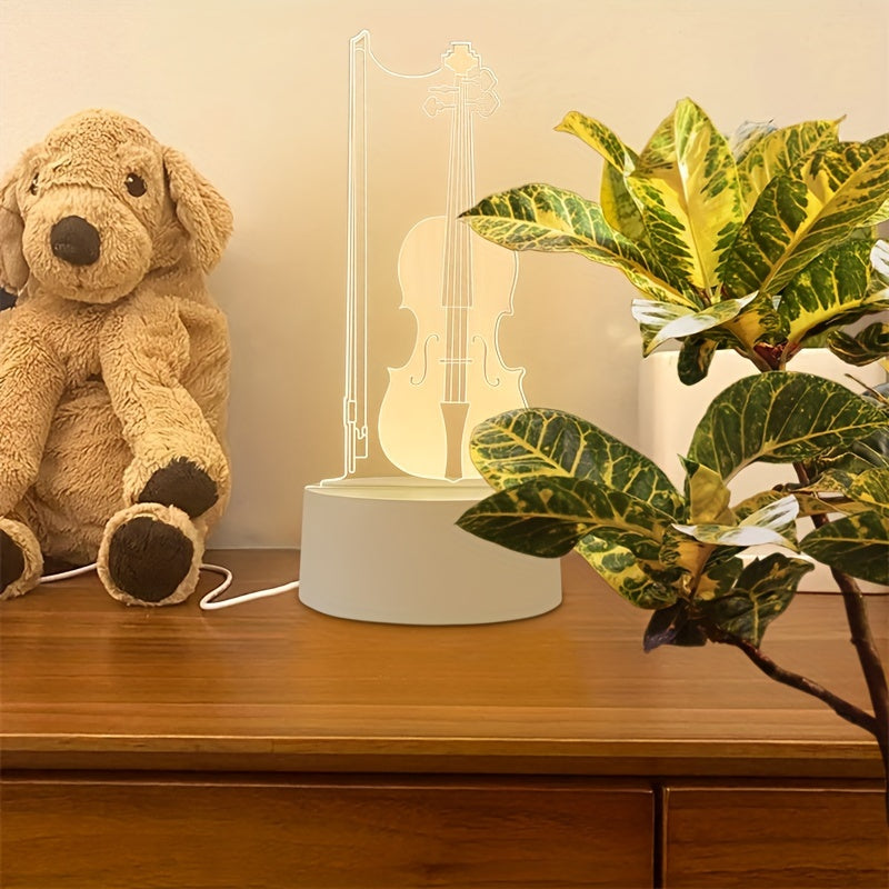 Lampe Sphérique Élégante en Acrylique - Effet 3D de Violoncelle Unique