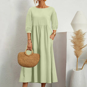 Robe Midi en A pour Femmes - Détails de Patchwork Élégants et Confortables