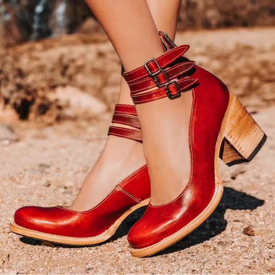 Pompes à Talons Épais Vintage - Élégance et Confort au Quotidien