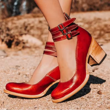 Pompes à Talons Épais Vintage - Élégance et Confort au Quotidien
