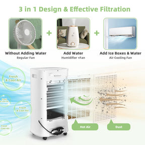 Refroidisseur d'Air Évaporatif Portable - 4-en-1 avec Minuteur et Modes Ajustables