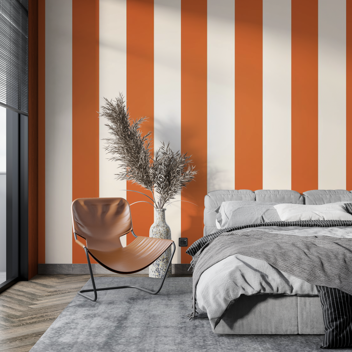 Papier Peint Rayure Orange