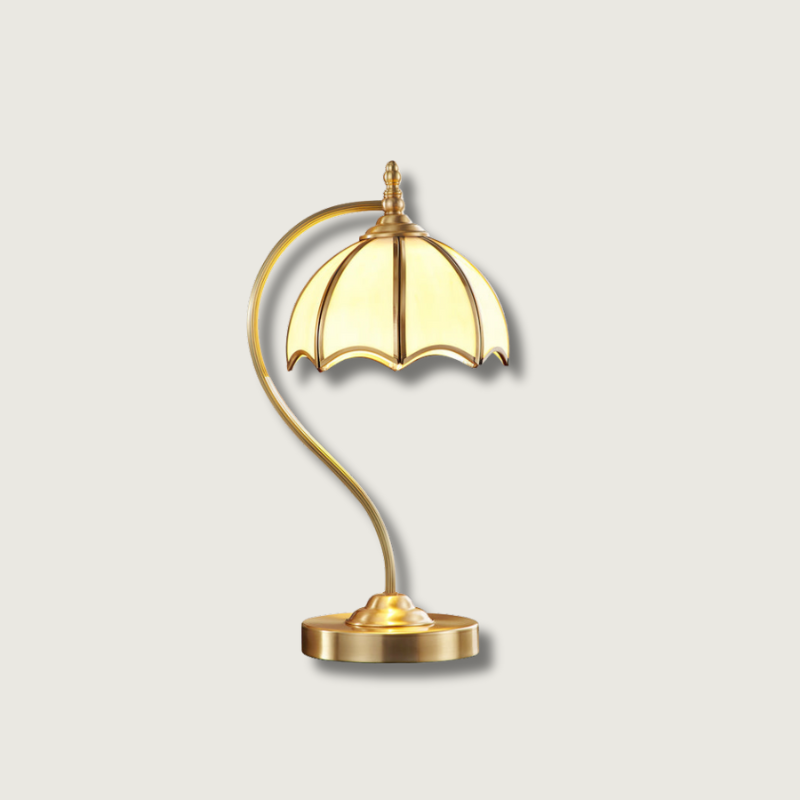 Lampe de Table en Laiton et Verre - Design Élégant en Forme de Parapluie