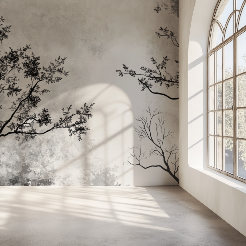 Black And White Tree Wallpaper Hallway