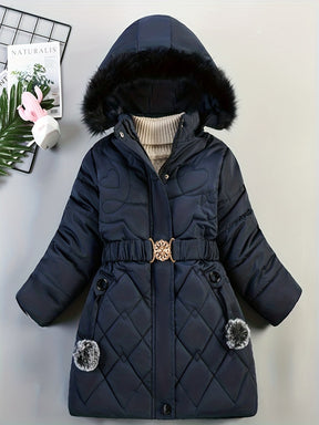 Manteau d'Hiver pour Filles - Douillet avec Capuche en Fausse Fourrure