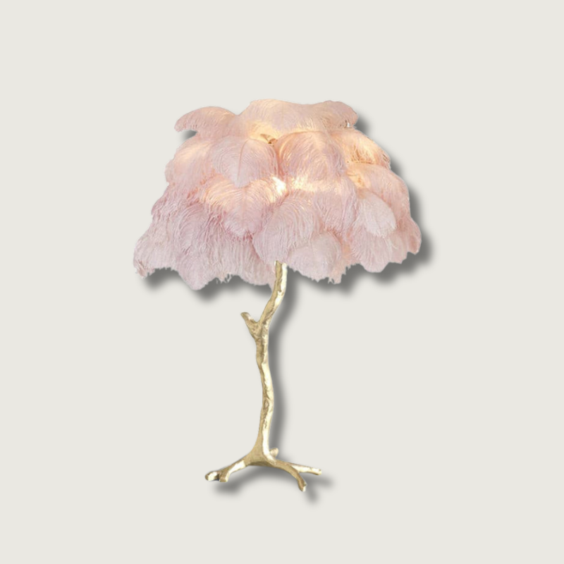 Lampe de Table Élégante en Plumes - Design Luxueux et Atmosphère Romantique