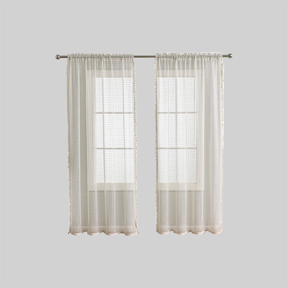 Rideaux en Voile Beige Doux - Élégance Lumineuse pour Espaces Sophistiqués