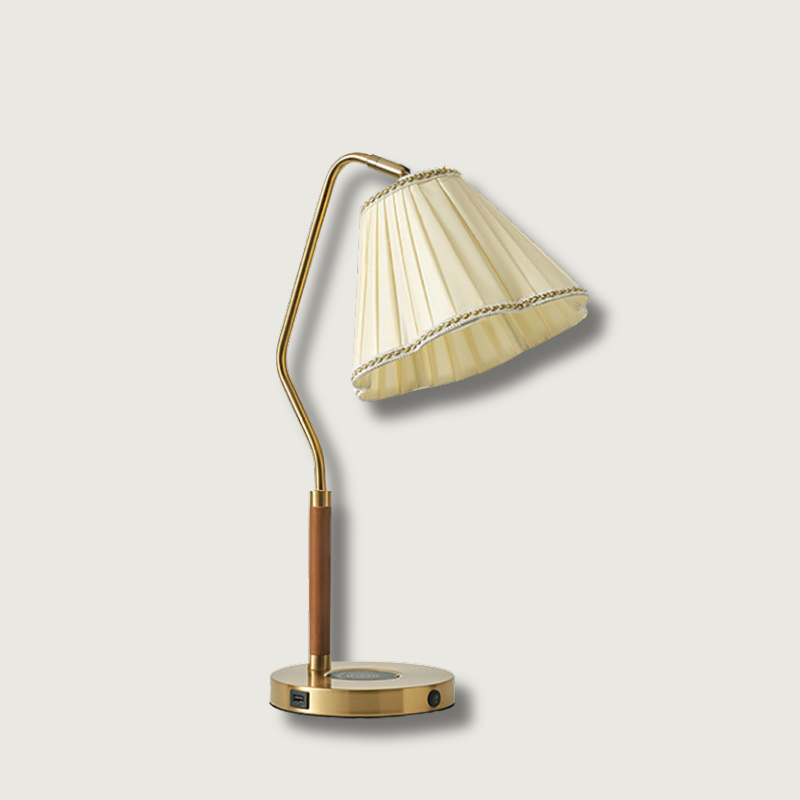 Lampe de Table en Tissu Luxe - Base Dorée et Design Élégant