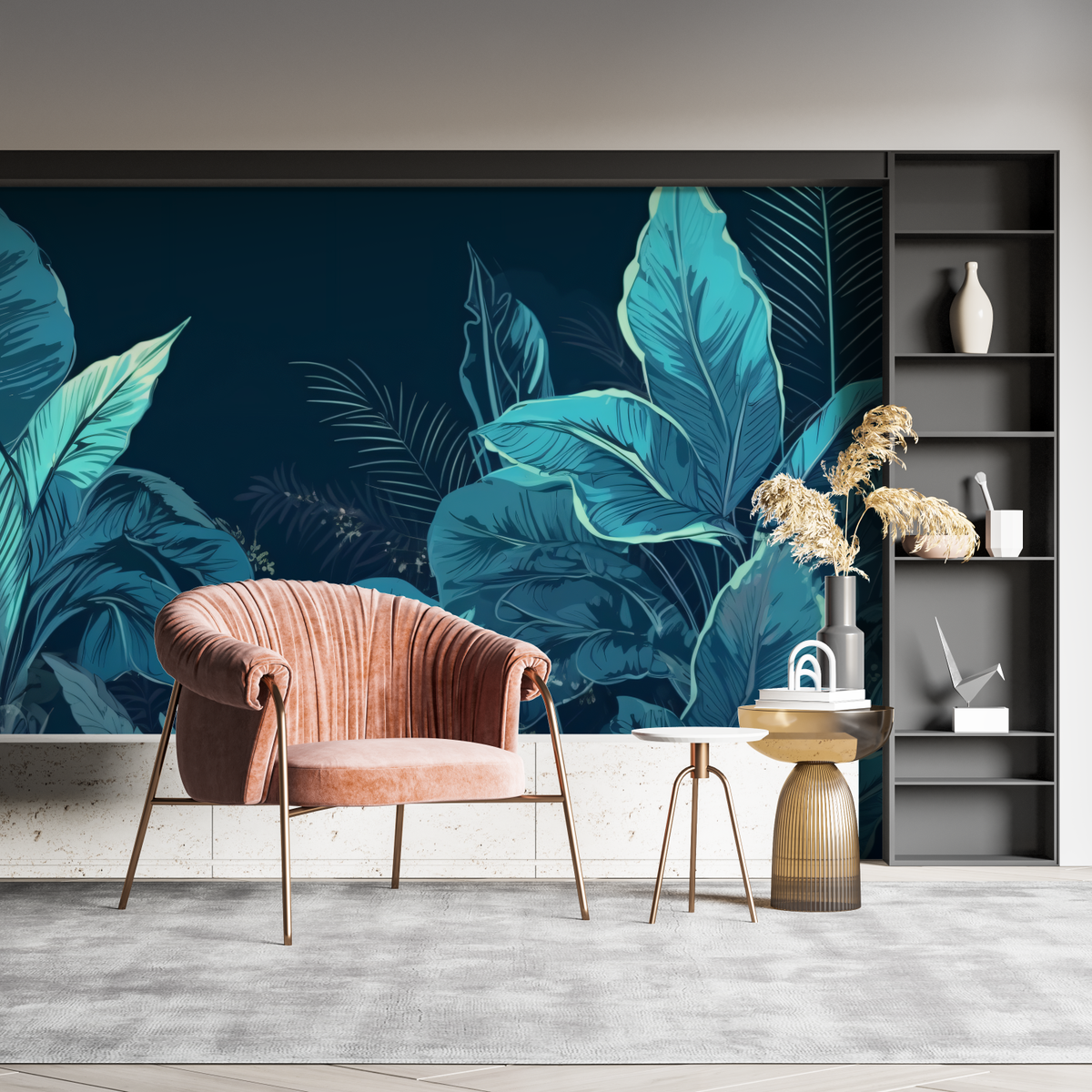 Papier Peint Jungle Bleu Canard