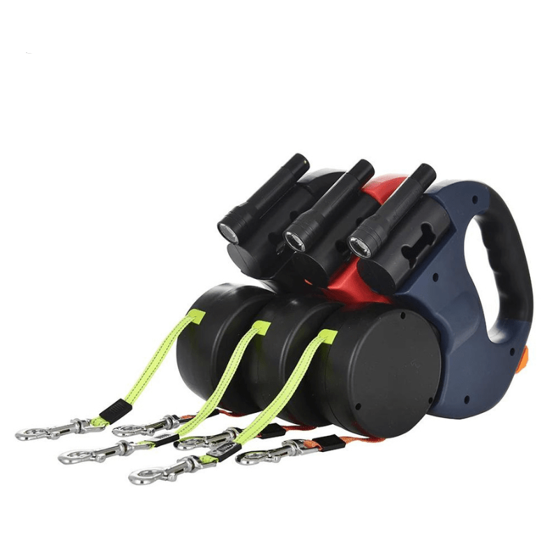 Laisse Double pour Chien - Lumière LED et Charnière Rotative 360°