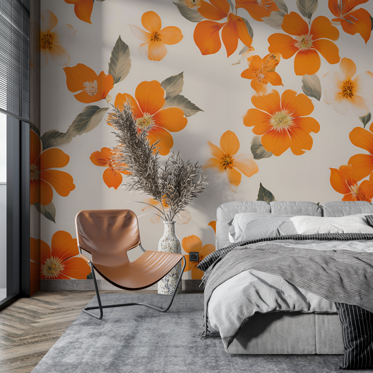 Papier Peint Fleur Orange
