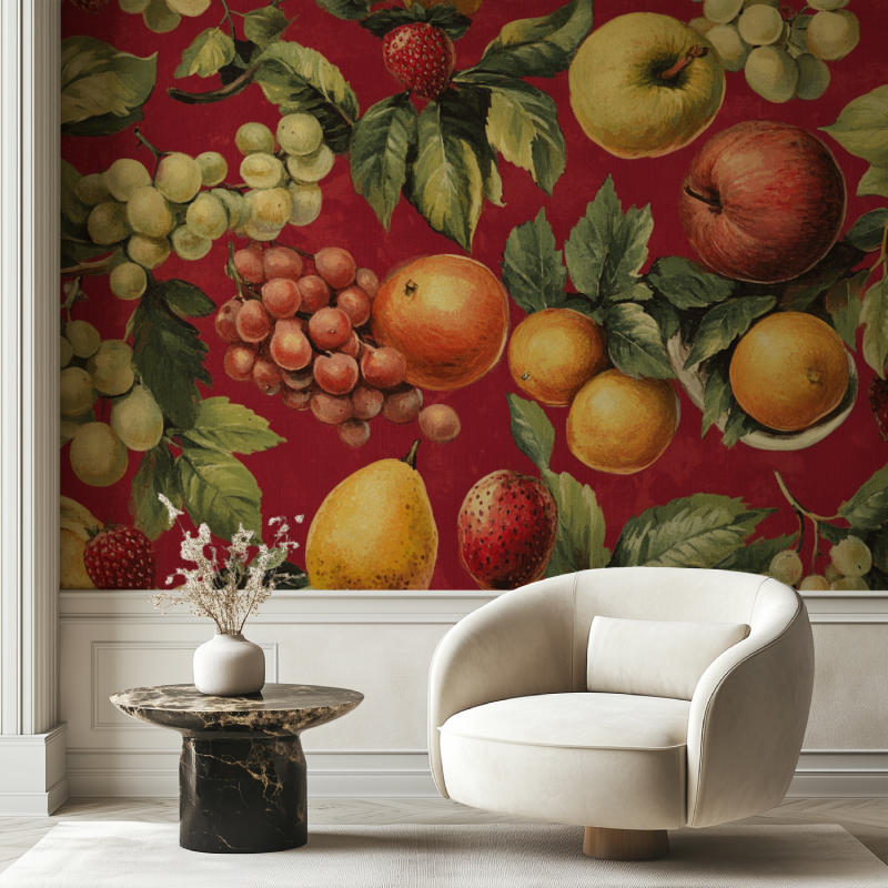 Vintage Red Kitchen Wallpaper